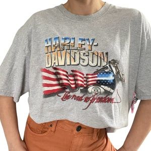 Harley Davidson Cotton Oversized Grey Graphic American T-shirt Size XL